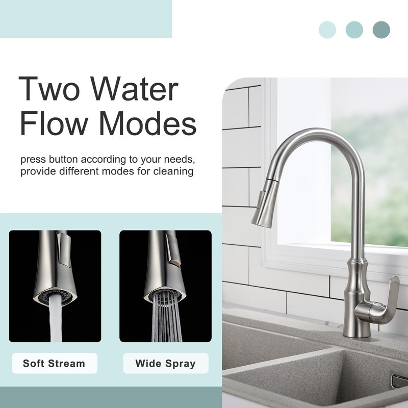 APLusee Kitchen Faucet Sprayer Head Pull Down, 2 Modes Pull