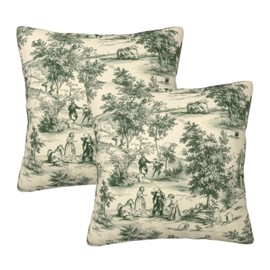 Droerfes French Country Throw Pillow Covers Decorative Pillow Cases Cushion Cover 18x18 Inch Set of 2 for Bed Home Couch Sofa Living Room