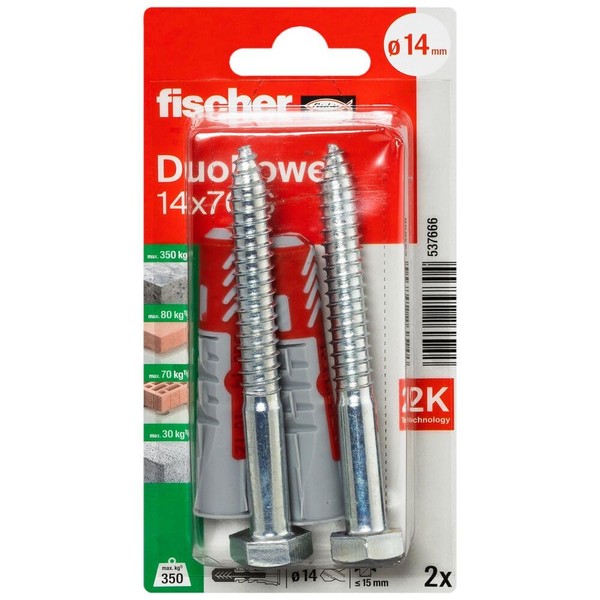 Fischer - Dowels - Blister Pack of 2 Duopower Universal