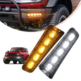 CFDSDE LED Fog Lights for Ford Bronco 2021-2024 Black Trail Sight Lights with Amber Turn Signals DRL for Bronco Accessories 2/4 Door (with 5 LEDs)