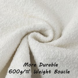 FUTEI Pack of 2 White Boucle Accent Decorative Throw Pillow Covers,26x26 Inch Soft Solid Textured Euro Pillow Shams,Home Decor for Couch Bed Living Room