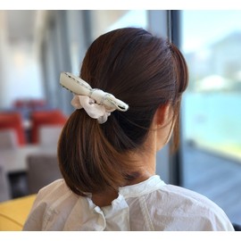 (2 types) Cubic Ribbon Scrunchy Black / (2종) 큐빅 리본 스크런치 블랙