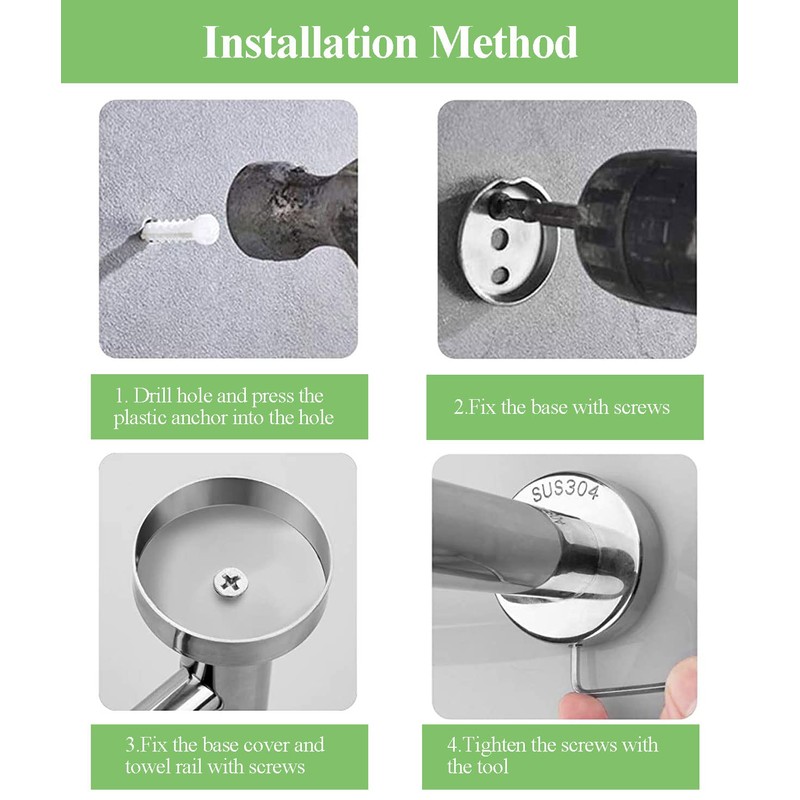 Kuivoo Towel Rail Bar,304 Stainless Steel Double Towel Holder,40cm/16Inches Wall