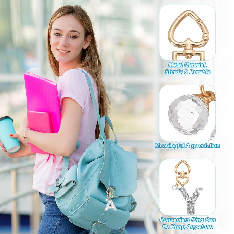 [PATIKIL] Alphabet Initial Letter Key Chain Cute Heart Criss Keychain