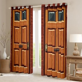 Cortina de ventana de videojuegos, privacidad para puerta de minero, 30-50% opaca, para ventana, ladrillo, rojo, cuadrado, para recámara, videojuegos, 2 paneles, 38 de ancho x 54 de largo