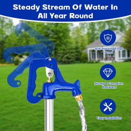 3 ft Frost Proof Yard Hydrant, Freezeless Frost Proof Outdoor Water Hydrant, Hydrant Faucet with 3/4"Pipe Connection, 3.25ft Total Length, for Yard, Garden, Pasture Irrigation, Reliable Water Supply