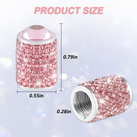 Alpmosn Tapones de válvula de neumático de rueda de coche, 4 tapas de válvula de neumático brillante, tapas de neumático de vidrio brillante para mujeres, tapas universales a prueba de polvo para