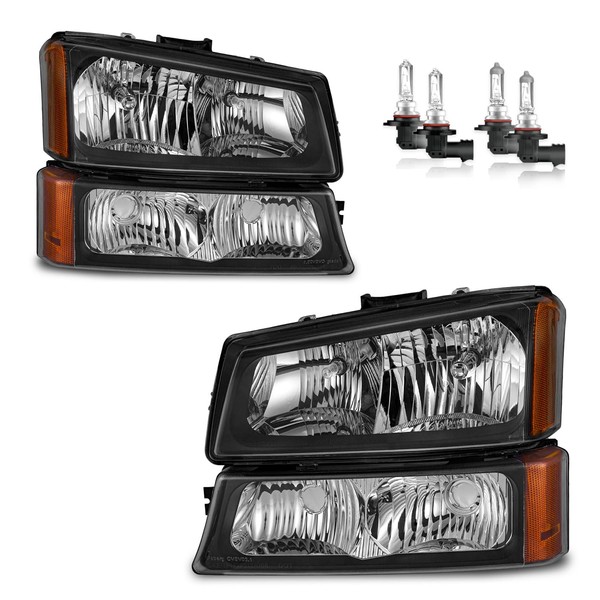Vizotae Headlights Assembly W/Bulbs for 2003-2007 Chevy Silverado1500/2500/3500/1500HD/2500HD, 2003-2006 Avalanche