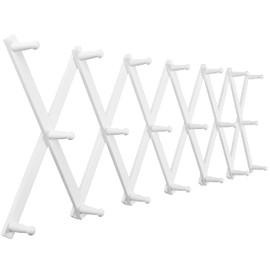 SKOLOO Hat Rack for Wall with 20 Hooks, Solid Wooden, Modern, Expandable Coat Rack Wall Mount for Coats, Hats, Bags, Baseball Caps, White