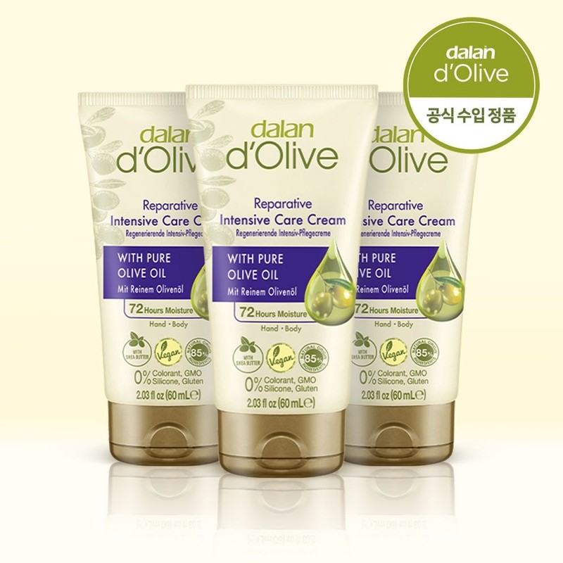 Dallan 달란 올리브 핸드크림 고보습 수분케어 핸드크림 휴대용 60ml 3개