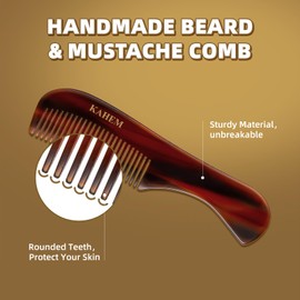 KAHEM Beard Comb, Mustache Comb for Men, 4.72 Inch, Fine Tooth Hair Comb for Short Facial Hair Grooming, Pocket Comb for Beard and Mustache Styling, Hand-Made of Quality Cellulose Acetate