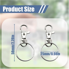 Pack of 6 Carabiner Keyrings, Robust Keyring Made of Zinc Alloy, Small Removable Carabiner Hook Key Rings for Keys, Camping and Outdoor, Versatile and Practical