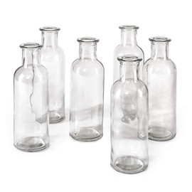 Serene Spaces Living Jarrones de Cristal Transparente para Capullos – Frascos de Boticario Vintage, Botellas Decorativas para Bodas, Centros de Mesa de Estilo Antiguo y Arreglos Florales - Juego de 6