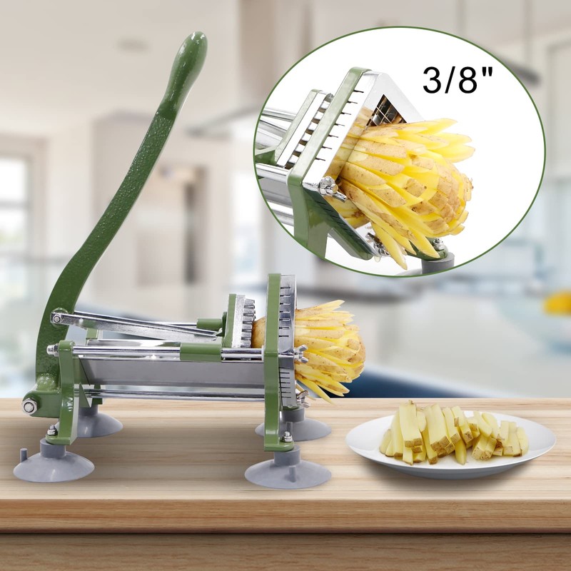 French Fry Cutter Commercial Grade Potato Slicer with Suction Feet
