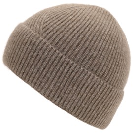 EASTER BARTHE Unisex Cashmere Beanie Hat Warm Winter Ribbed Knit Cuffed Beanie Skull Cap Ski Hat for Women Men (US, Alpha (Alpha), One Size, Brown)