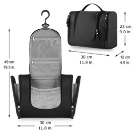 FOREGOER Large travel toiletry bag for hanging up for men and women Nylon, 1 black