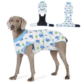 Abuandi Recovery Suit for Dogs After Surgery, Professional Dog Surgical Suit for Female Spay, Male Neuter, E-Collar & Cone Alternative Dog Onesie for Abdominal Wounds Skin Disease, Blue, XS