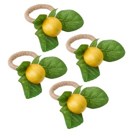 "SARO LIFESTYLE Collection Lemon Napkin Rings (Set of 4), Size: 4"" Lx3.5 W, diameter: 1.5"", Yellow" (NR258.Y)
