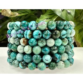KayleeNYC Wholesale 6 Pcs Natural Blue Opal 8mm 7.5” Crystal Stretch Bracelet