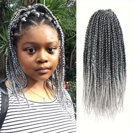 Grey Crochet Hair for Black Women 10 Inch Short Goddess Box Braids Crochet Hair 7 Packs Pre Looped Box Braids (10 Inch,7 Packs, Tgrey)