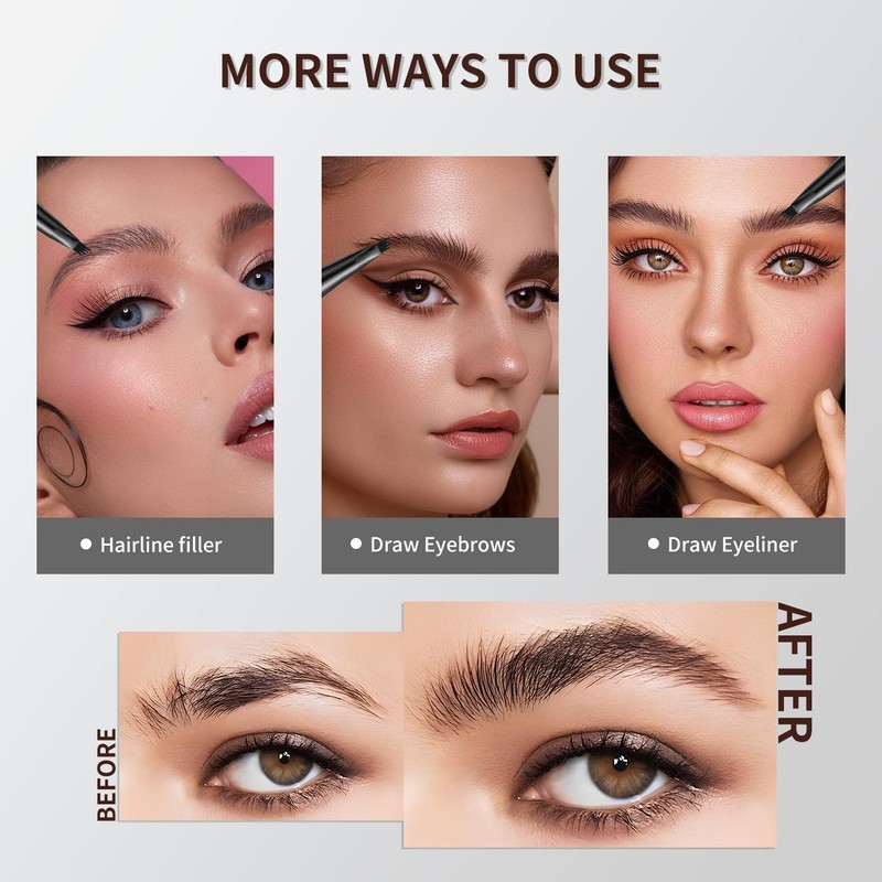 Eyebrow Pencil, Eyebrow Pencil with 4 Micro Fork Tips, Durable