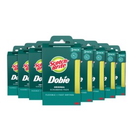 Scotch-Brite Dobie Pads, Dobie Sponge for All Purpose Cleaning of Kitchen, Bathroom, and Household, Non Scratch Dobie Cleaning Pads Safe for Non-Stick Cookware, 24 Dobie Pads
