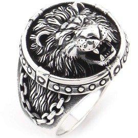Solid 925 Sterling Silver - Mens Large Lion Ring - Sizes 7-13 Lion Of Judah Ring (11)