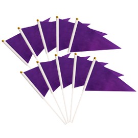 50 Pack Purple Pennant Small Mini Flags On Sticks,Hand Held Solid Purple Pennant DIY Graffiti Flag,Party Events Celebration,School,Grand Opening,Kids Birthday,Sports Clubs,Flower Pot