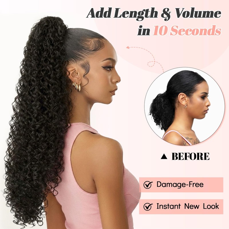 Long Curly Wavy Claw Clip Ponytail Extension 22inch Hairpiece for