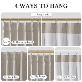 Joywell Apricot Linen 100% Blackout Curtains 84 Inches Long,Pinch Pleated Back Tab Drapes with Hooks Light Blocking Thermal Insulated for Bedroom Living Room,W40 x L84,2 Panels