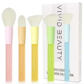 Vivid Beauty 5pcs Face Makeup Brushes Set, Vegan Soft Bristles for Flawless Complexion - Blush, Foundation, Contour, Highlighter Brushes - Cruelty-Free Makeup Brush Kit (Colorful)
