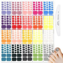 WOKOTO 20 Sheets Toe Nail Strips Full Wraps, Solid Toe Nail Polish Strips Self-Adhesive Toenail Polish Stickers Decals With Nail File For Women Girls, Stick On Nail Polish Stickers For Toe Nails