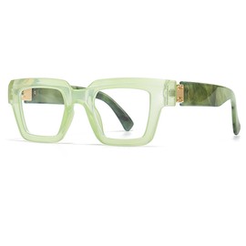 bullabulling Oprah Style Reading Glasses for Women Men, Fashion Square Blue Light Blocking Readers Lo5 (green, 1.25, x)
