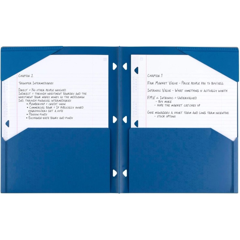 Five Star 2-Pocket Folder, 4 Pack, Plastic, Stay-Put, No Prongs,