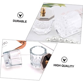Minkissy 4pcs Elegant Nail Crystal Bowl Manicure Art Dish Lid Glassware for Nail Powder Liquid Mixing for Salon Home Use