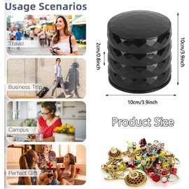4-Layer Round Travel Jewelry Storage Box with Lid,4-Layer Round Travel Jewelry Organizer with Lid,4-Layer Round Travel Jewelry Box with Lid,4-Layer Round Rotatable Jewelry Storage Box with Lid,Black
