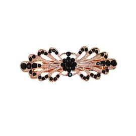 Faship Gorgeous Black Rhinestone Crystal Small Floral Hair Barrette Clip