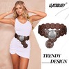 LEACOOLKEY Women Wide Concho Leather Belts Western Disc Waist Belts
