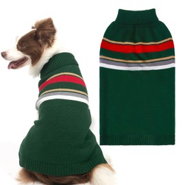PAWCHIE Dog Sweater for Large Size Dog Girls Boys, Warm Coat Turtleneck Thick Dog Clothes with Leash Hole, Stretchy Knitted Dog Outfit for Small to Large Doggy Puppy Cat, Green L