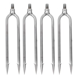 4 pcs Stainless Steel 2 Prongs Harpoon Gig Gaff Hook Barb Fish Spear for Outdoor Fishing Tackle