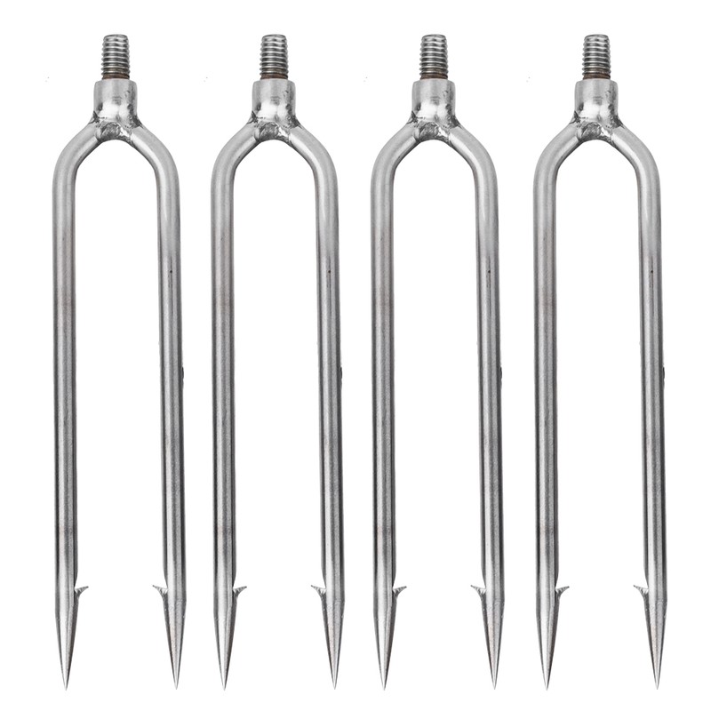 4 pcs Stainless Steel 2 Prongs Harpoon Gig Gaff Hook