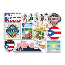 A5 Sticker Sheet Puerto Rico Vinyl Stickers - Country Landmarks Holiday Stamp Summer Map Flag Travel City Luggage Scrapbooking #79025