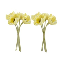 Angel Isabella Realistic Poppy - Real Touch Artificial Flowers for Decoration - Beautiful Artificial Floral for Home, Corsage, Boutonniere - 2 Bundles (Yellow)