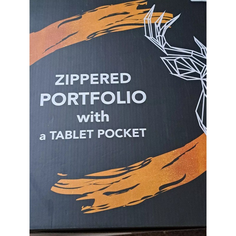 Wundermax Black Vegan Leather Portfolio With Tablet Pocket Zipper NIB