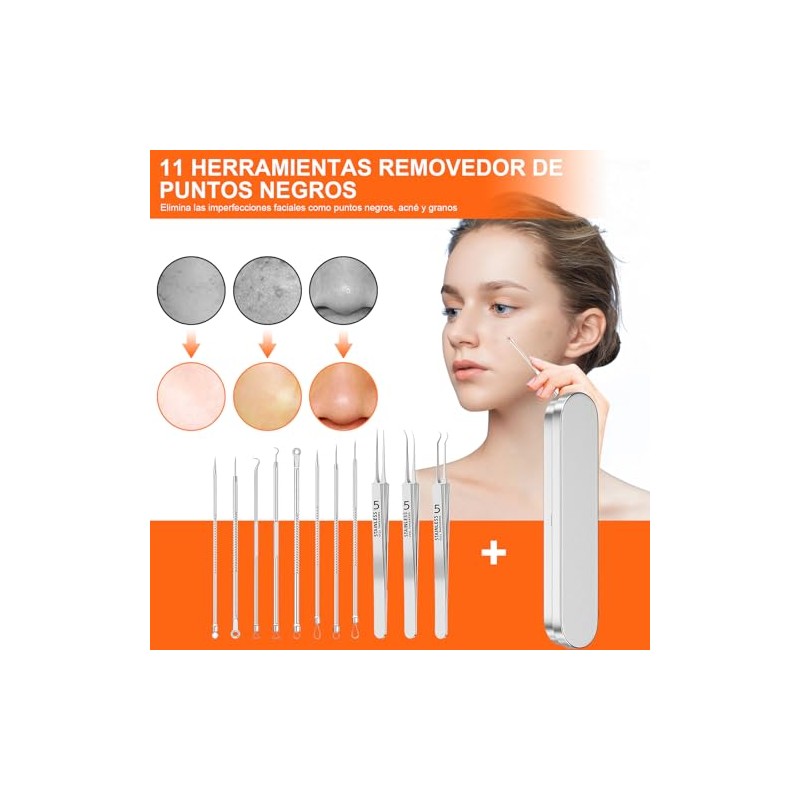 Kit Extractor de Puntos Negros y Espinillas de Acero Inoxidable