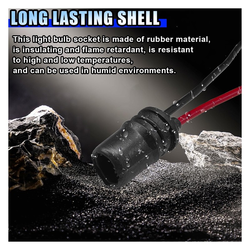 T10 194 Instrument Bulb Socket for Car, Round Mouth Pre-Wired