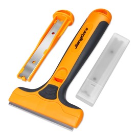 JiangCore Wide Razor Blade Scraper Tool – 4" Scraper Tool with 15 Extra Replacement SK5 Blades,Glass Cleaner for Stove Tops, Windows, Paint Removal and Adhesive Residues