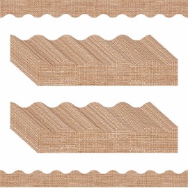 60 Feet Bulletin Board Border, 49 Sheets Burlap Scalloped Border Trim Board Border with Wavy Line Design Decoration for School, Classroom & Offices