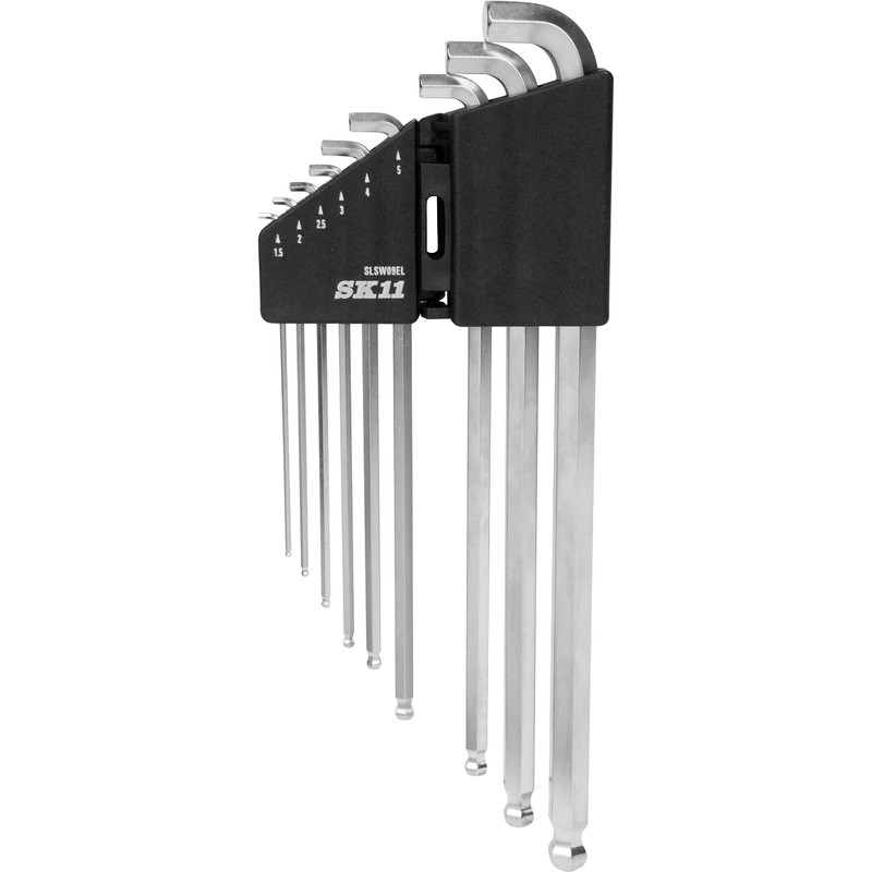 SK11 SLSW09EL Ball Point Hex Wrench Set, mm Size, 9-Piece