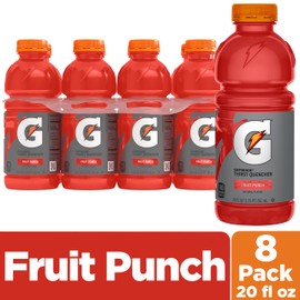 Gatorade Thirst Quencher Sports Drink, Fruit Punch, 20oz Bottle, 8 Pack, Electrolytes for Rehydration